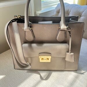Michael Kors Taupe Satchel with Gold Accents
